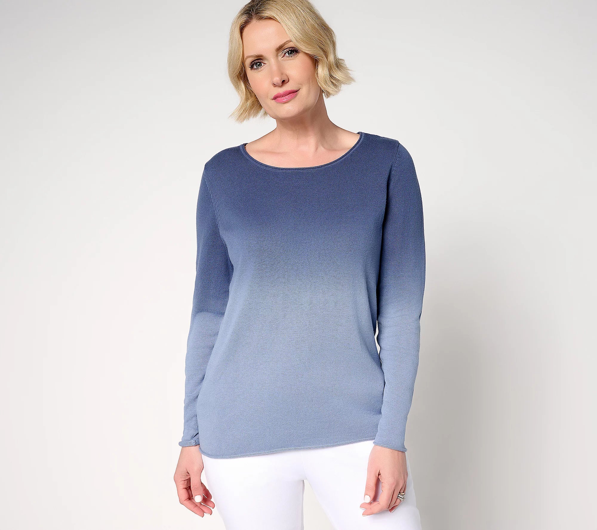 Attitudes by Renee 100% Cotton Printed Ombre Sweater