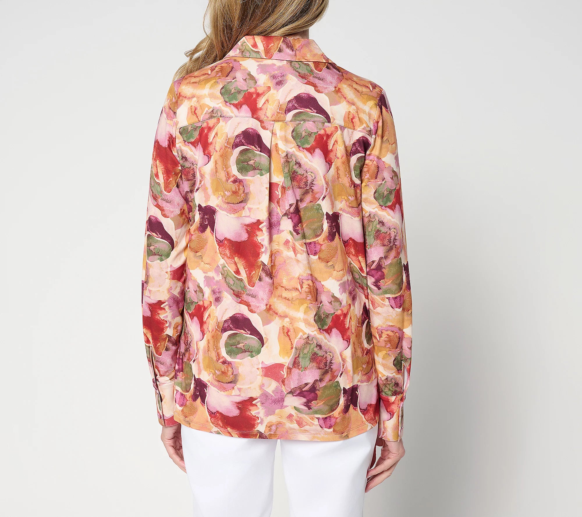 Attitudes by Renee Yummy Jersey Knit Button Down Shirt
