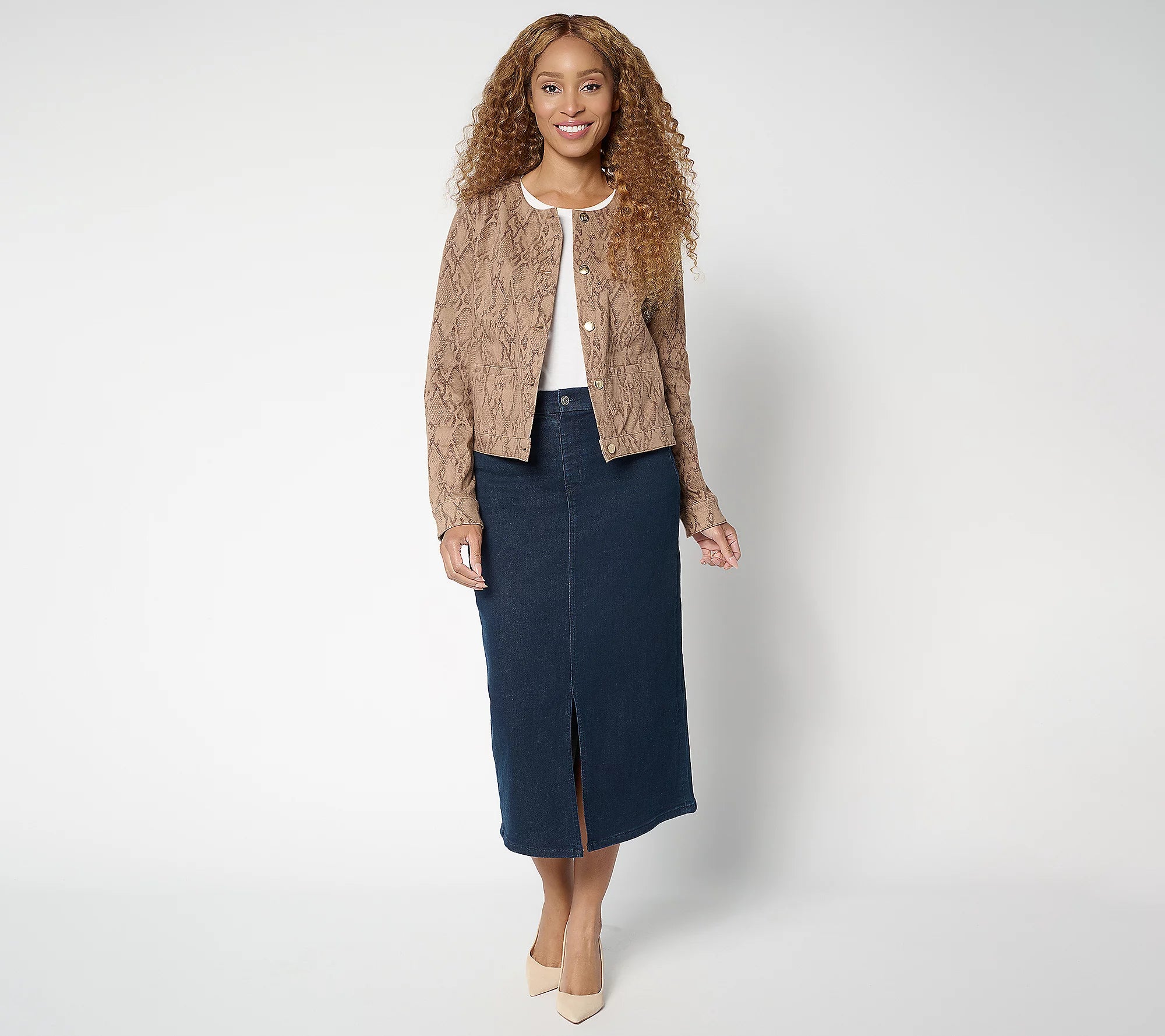 Women with Control Printed Prime Stretch Denim Diva Jacket