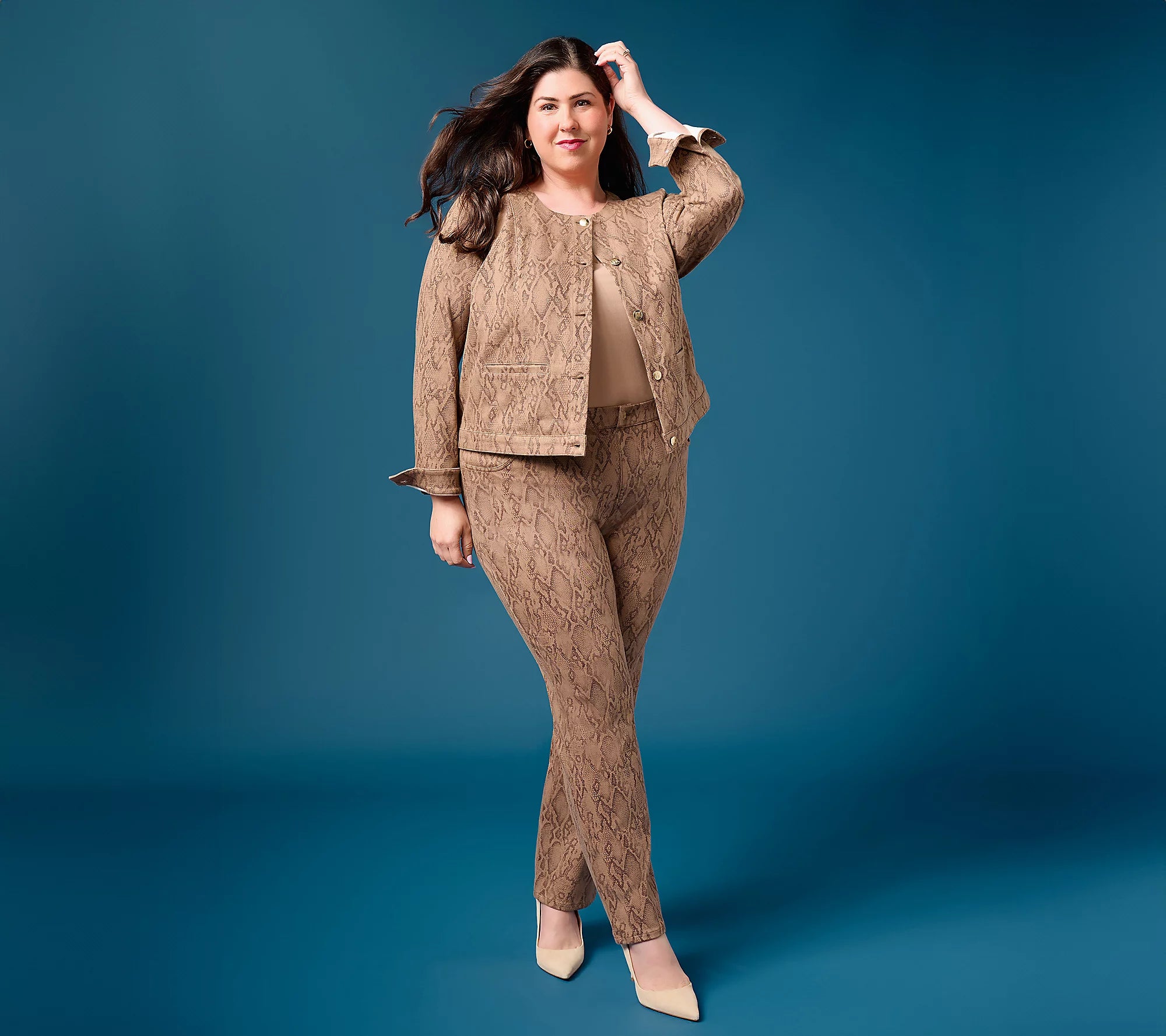 Women with Control Printed Prime Stretch Denim Diva Jacket