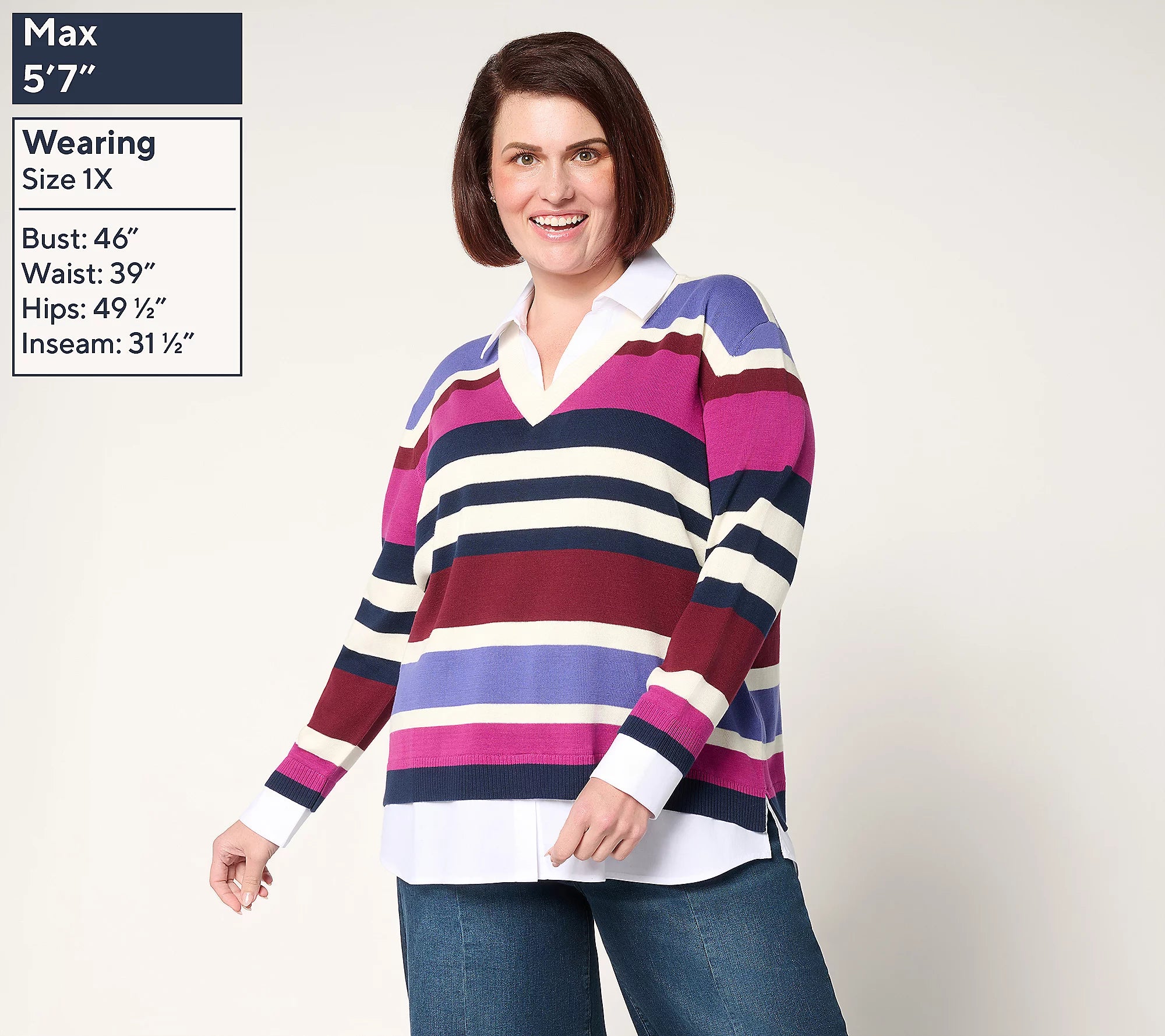 Attitudes by Renee Striped Sweater Twofer