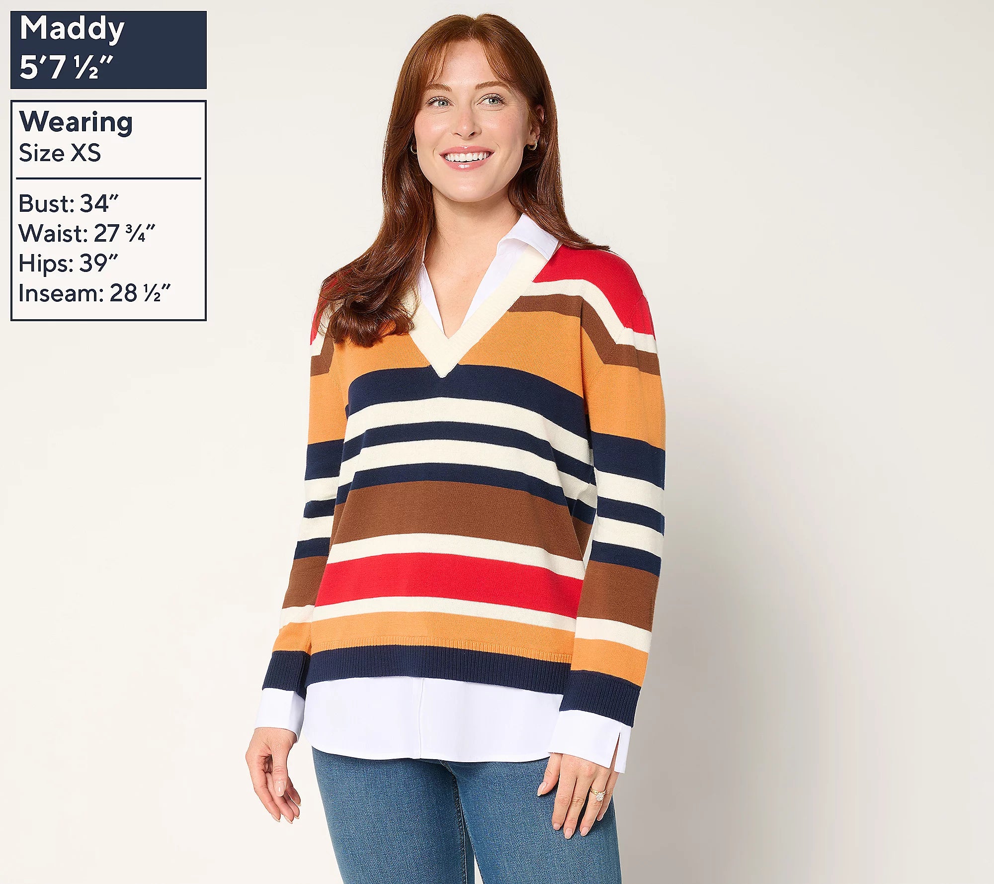 Attitudes by Renee Striped Sweater Twofer