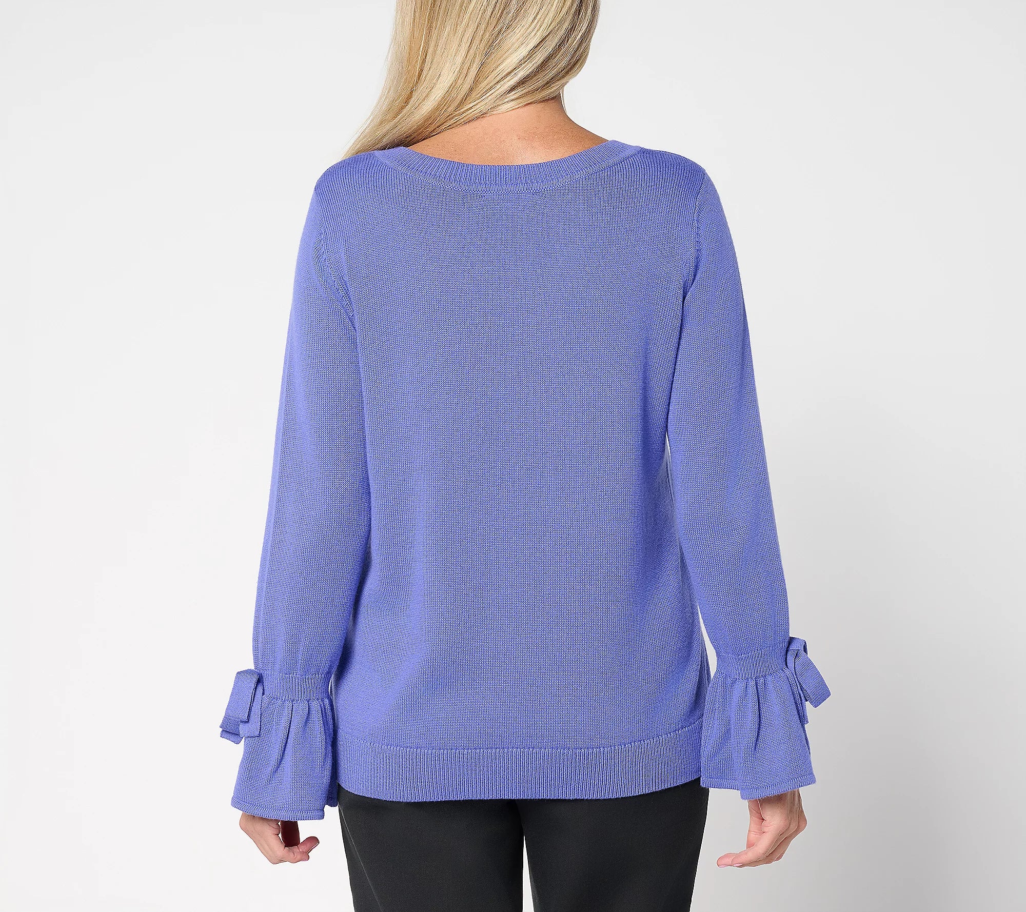 Attitudes by Renee Ballet Neck Bow Sleeve Sweater