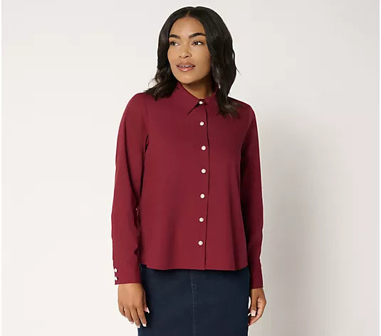 Attitudes by Renee Poplin Pearl Button Button Down Top
