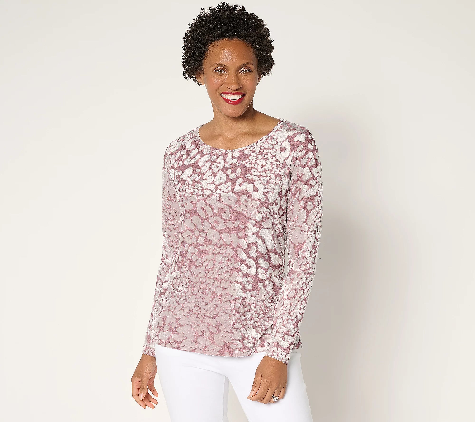 Attitudes by Renee Burnout Knit Long Sleeve Top