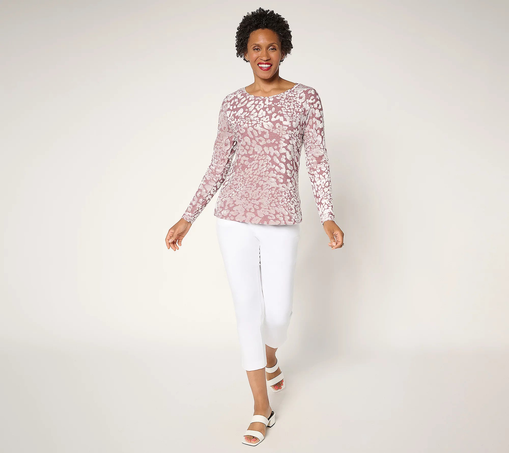 Attitudes by Renee Burnout Knit Long Sleeve Top