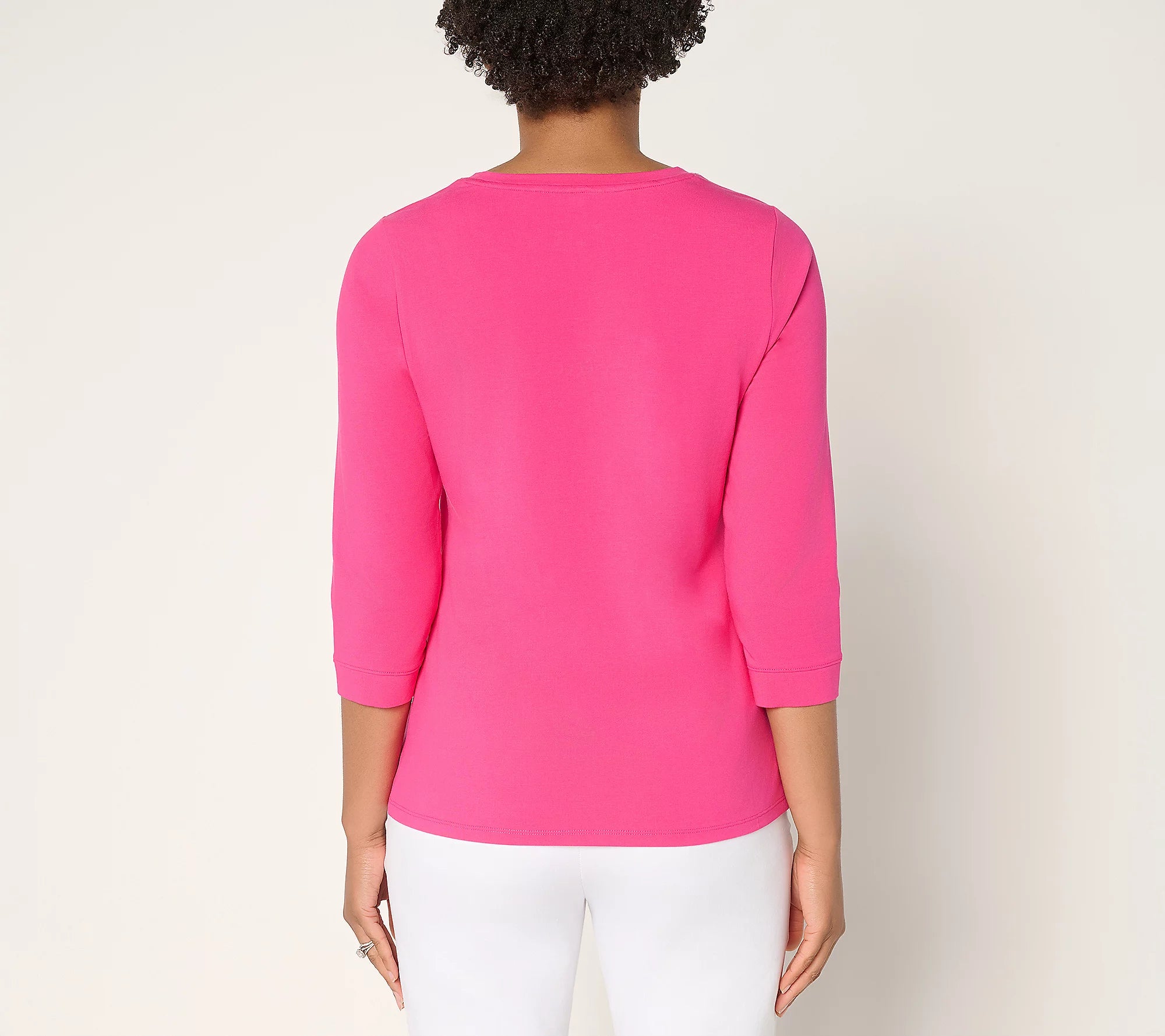 Attitudes by Renee Washed Cotton 3/4 Sleeve Top