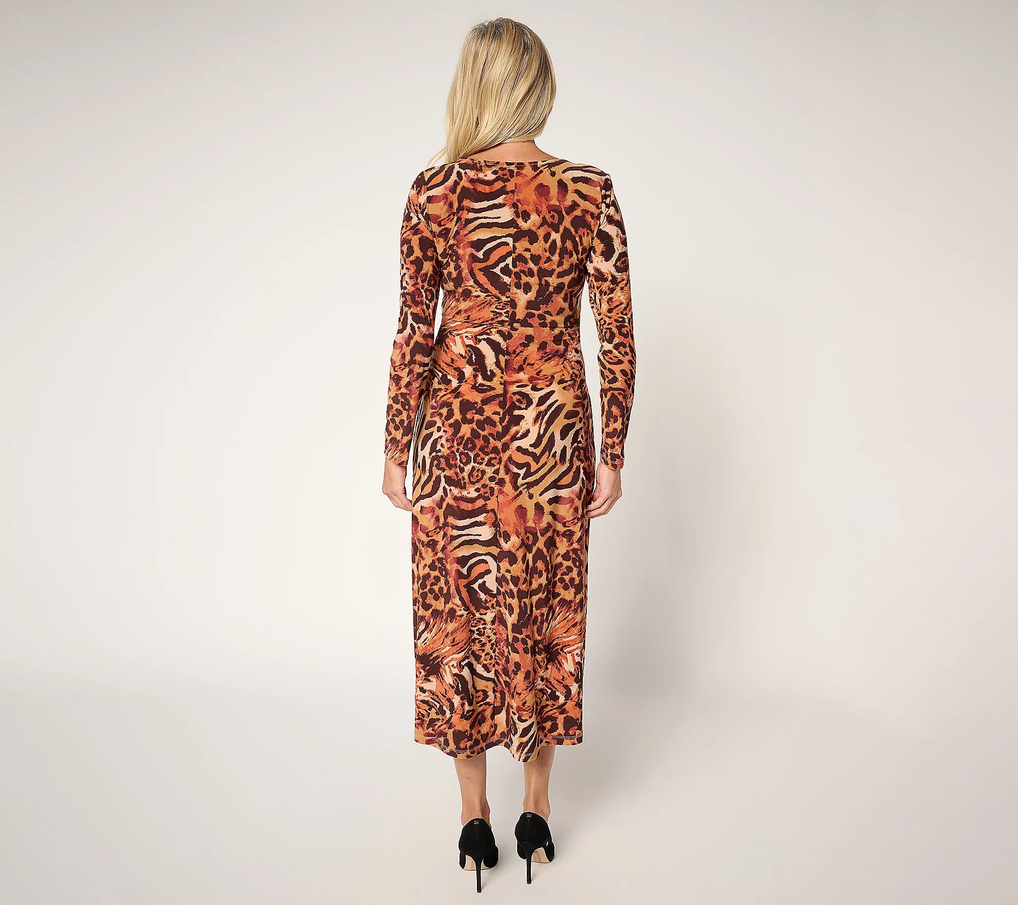 Attitudes by Renee Como Jersey Printed Ruched Maxi Dress