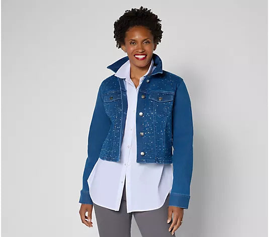 Women with Control Contour Curves Rhinestone Jacket