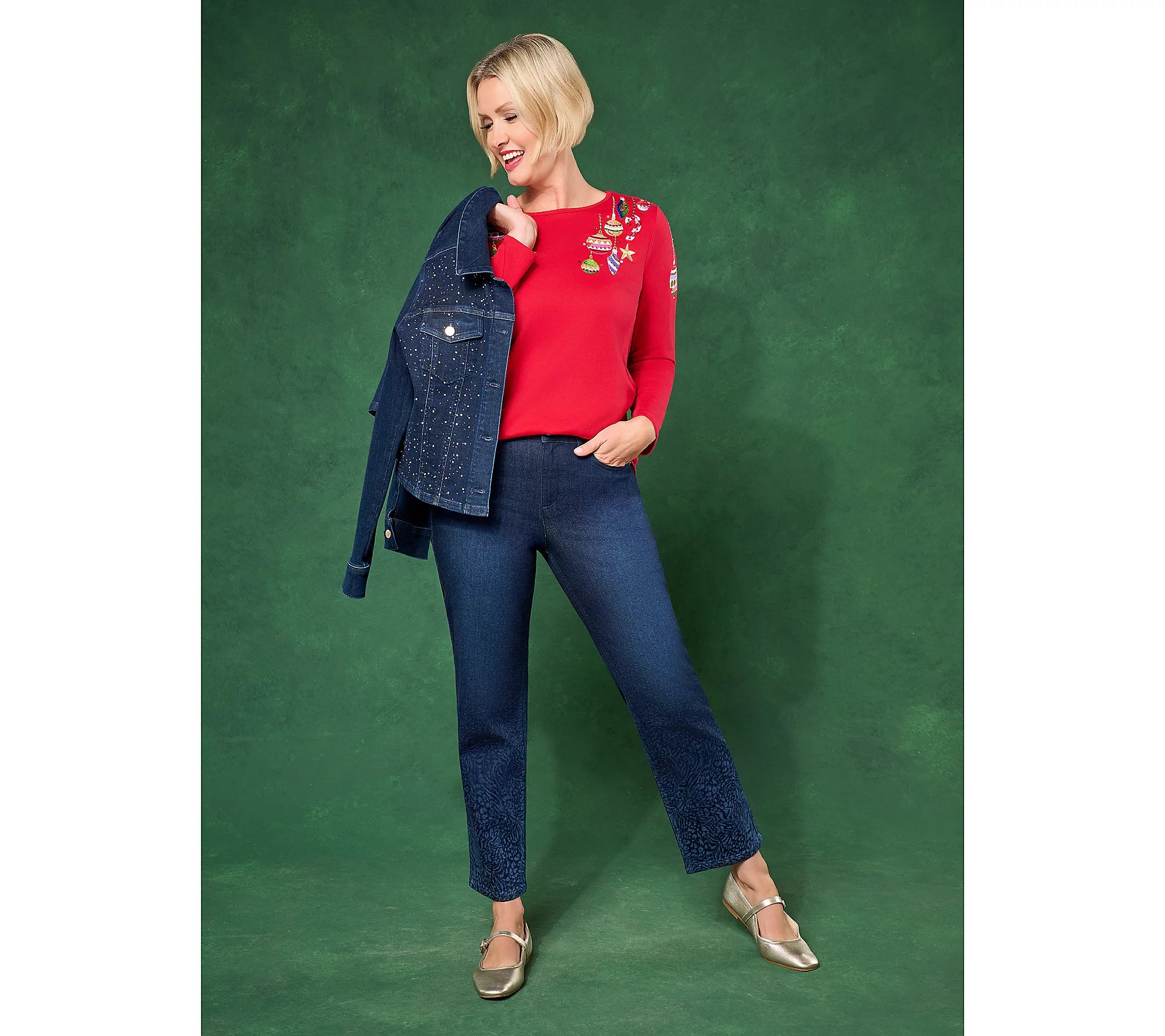Women with Control Contour Curves Rhinestone Jacket
