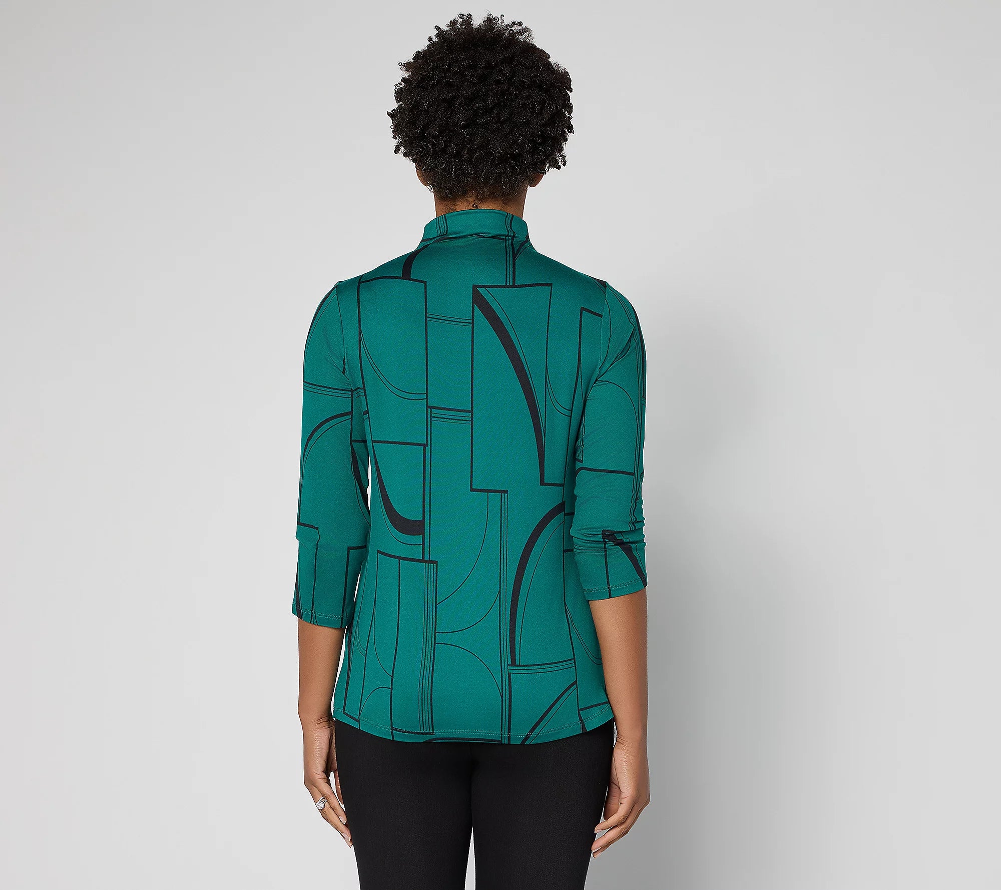 Attitudes by Renee Yummy Jersey Mock Neck 3/4 Sleeve Top – Renee