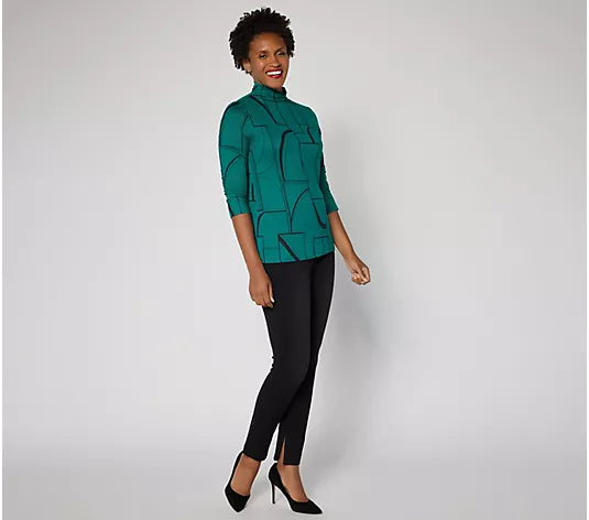 Attitudes by Renee Yummy Jersey Mock Neck 3/4 Sleeve Top