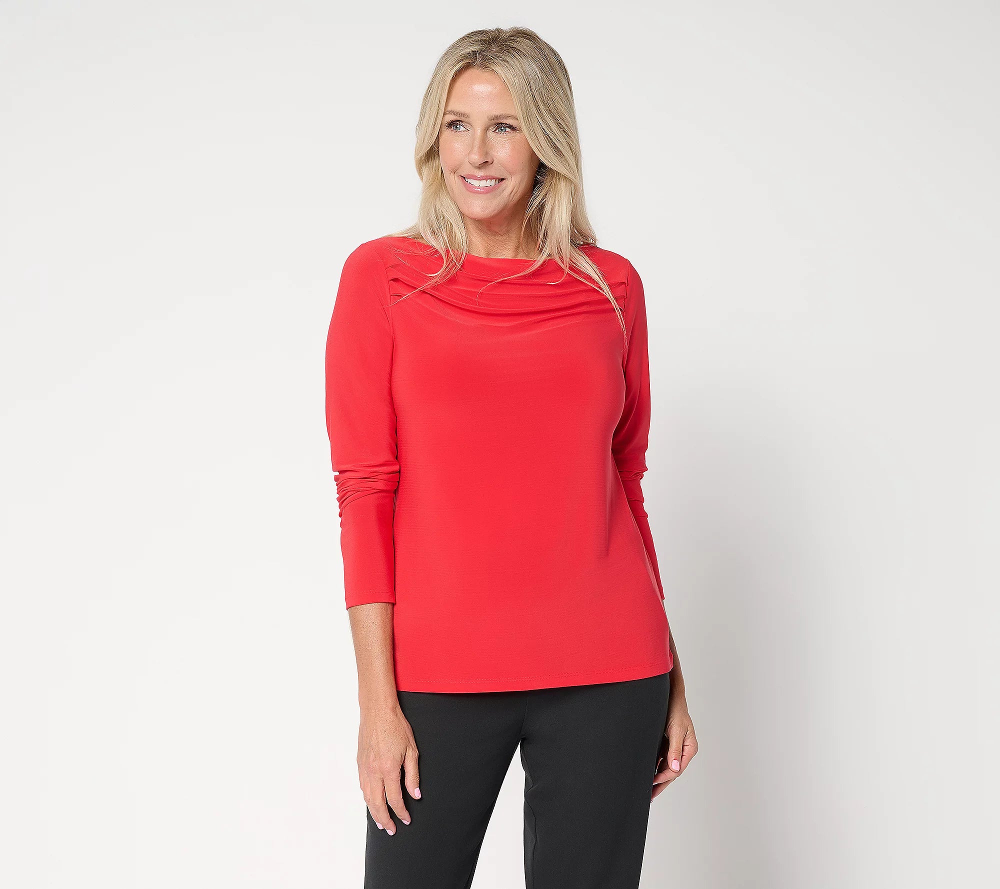 Attitudes by Renee Como Jersey Drape Neck Top