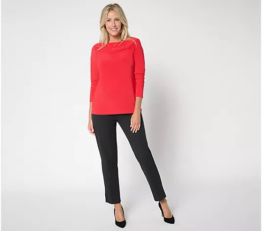 Attitudes by Renee Como Jersey Drape Neck Top