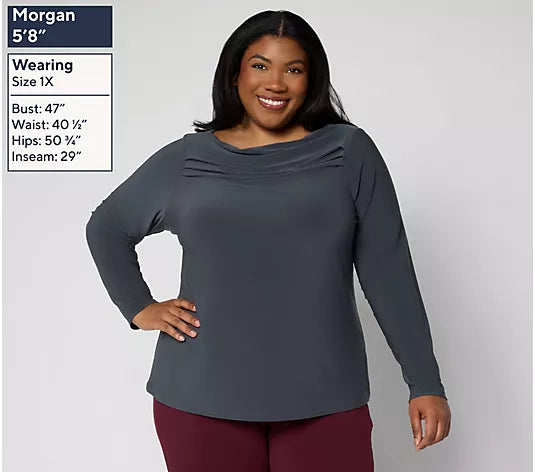 Attitudes by Renee Como Jersey Drape Neck Top