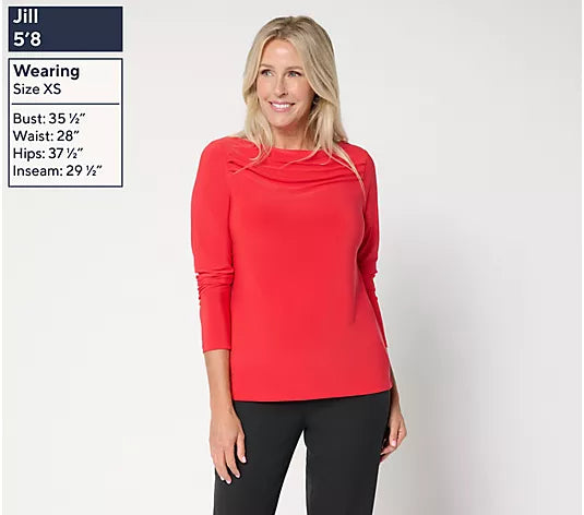 Attitudes by Renee Como Jersey Drape Neck Top