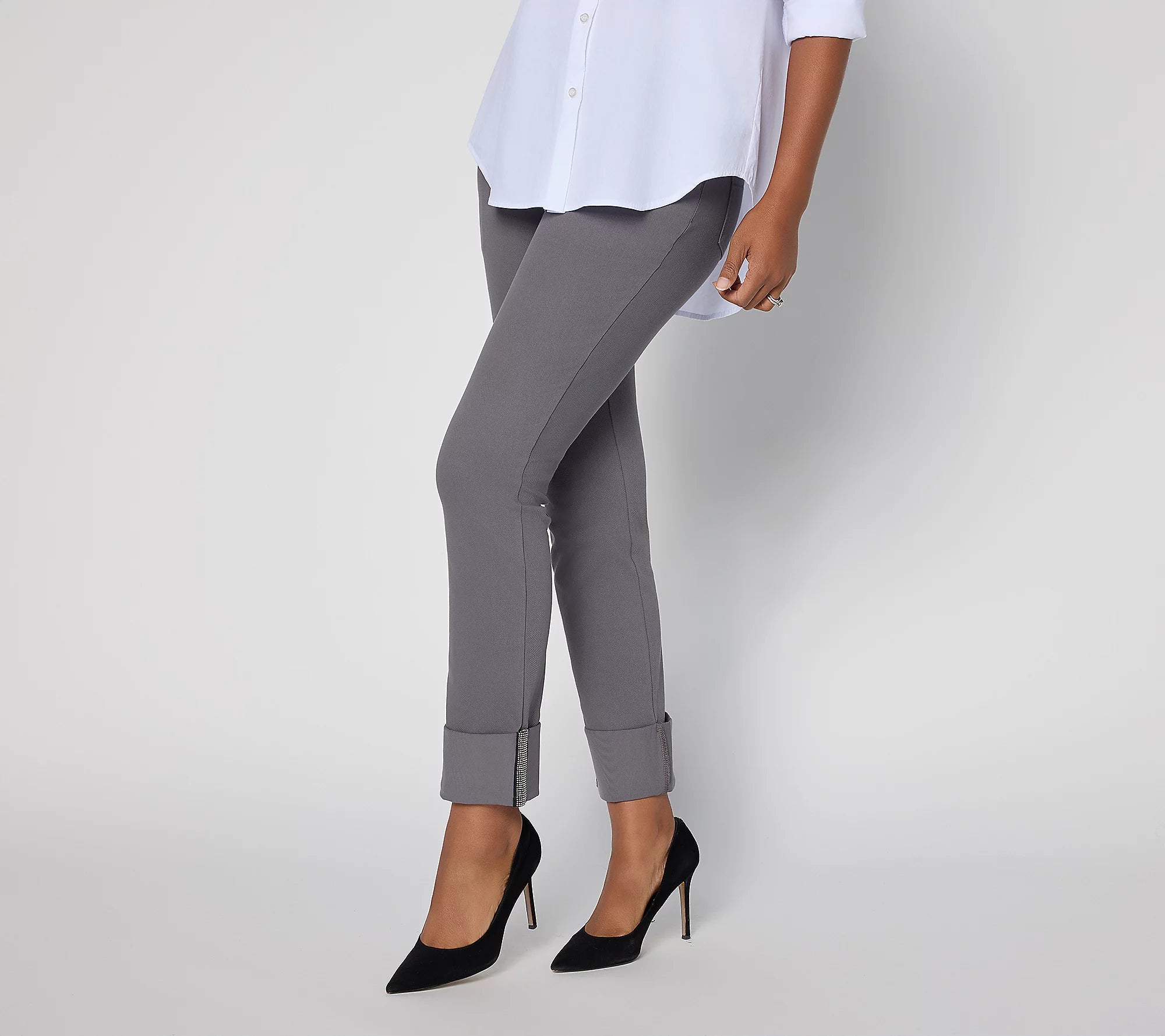 Women with Control Prime Stretch Denim Cuff Ankle Jeans