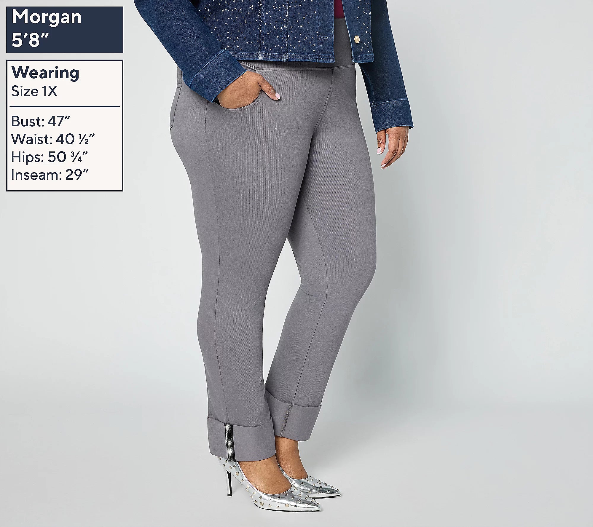 Women with Control Prime Stretch Denim Cuff Ankle Jeans