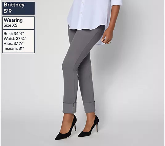 Women with Control Prime Stretch Denim Cuff Ankle Jeans