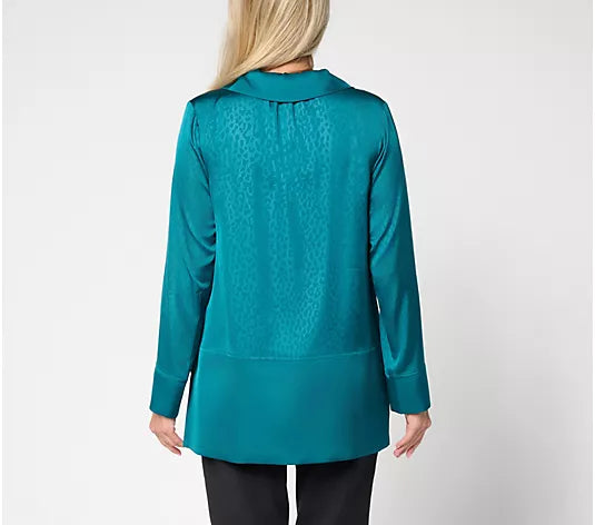 Attitudes by Renee High Low Embossed Satin Tunic