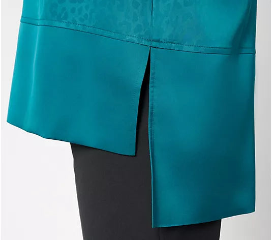 Attitudes by Renee High Low Embossed Satin Tunic