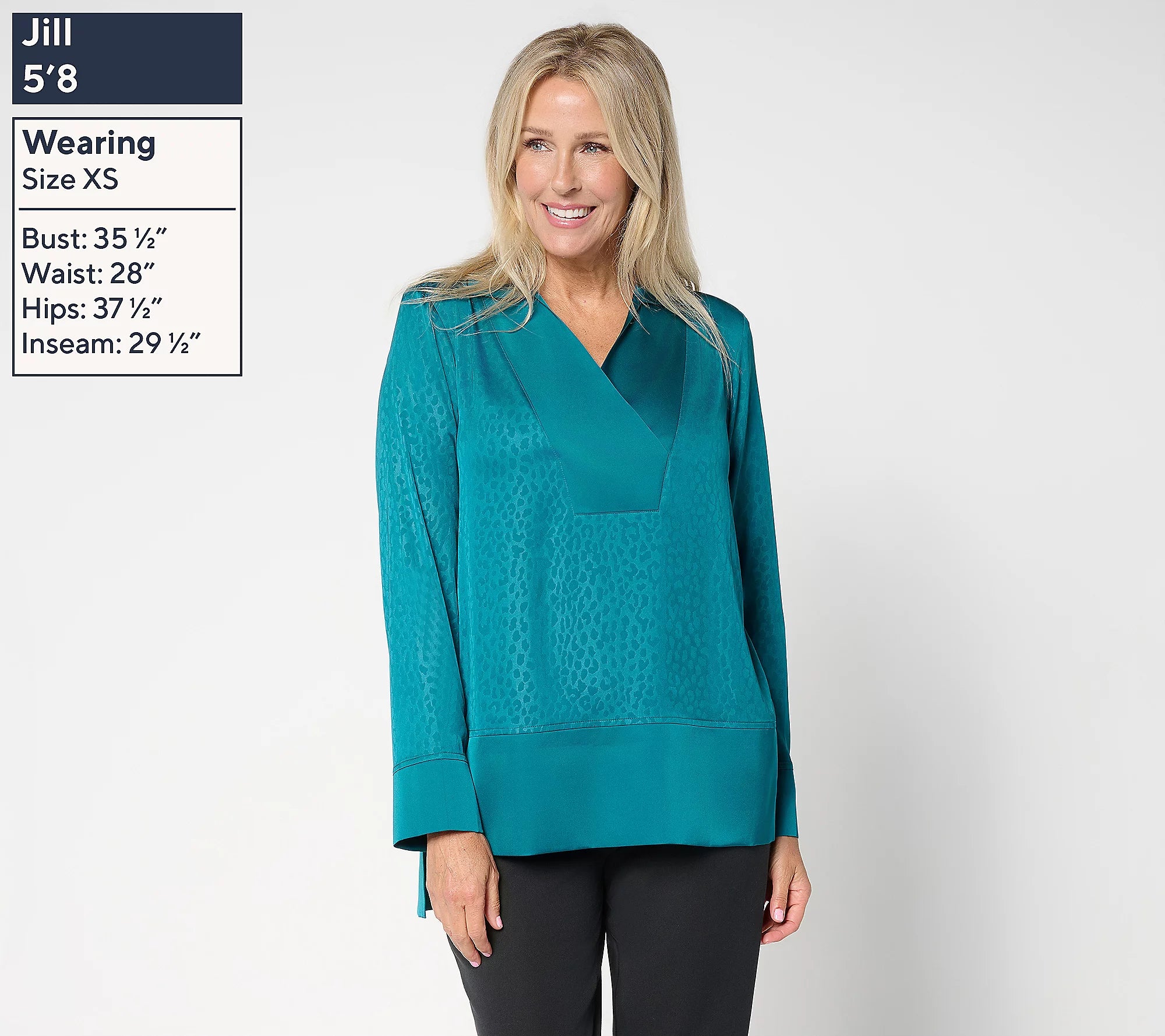 Attitudes by Renee High Low Embossed Satin Tunic