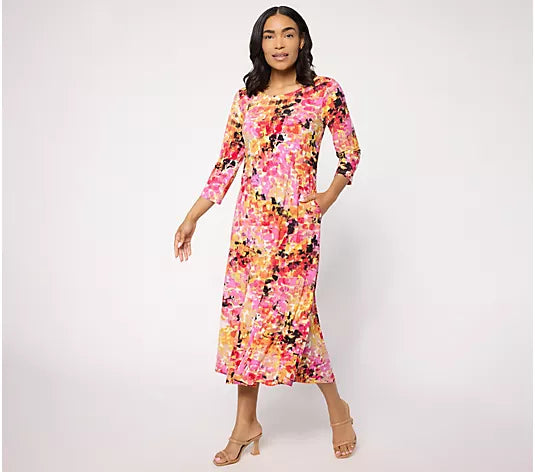 Attitudes by Renee Fit and Flare Como Jersey Midi Dress – Renee