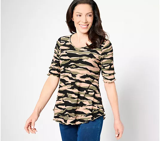 Attitudes by Renee Como Jersey Double Layered Top