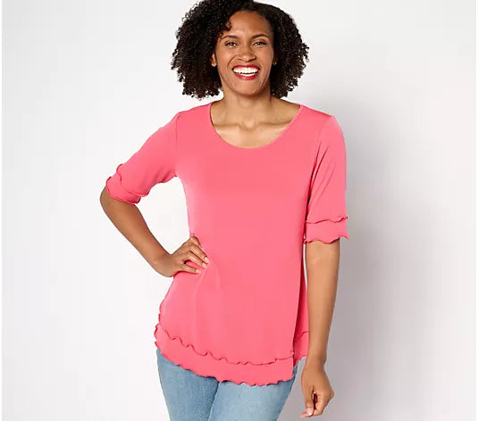 Attitudes by Renee Como Jersey Double Layered Top