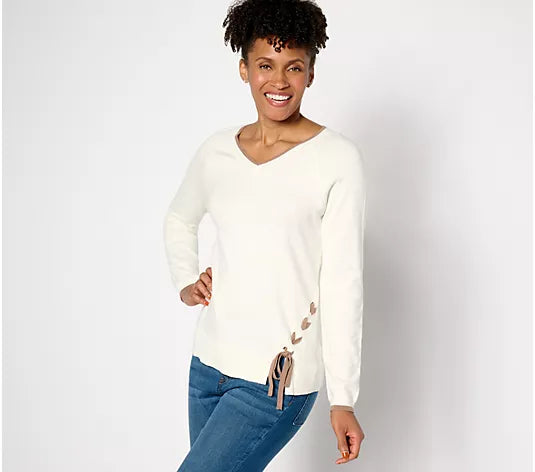 Attitudes by Renee Lace-Up Detail Sweater