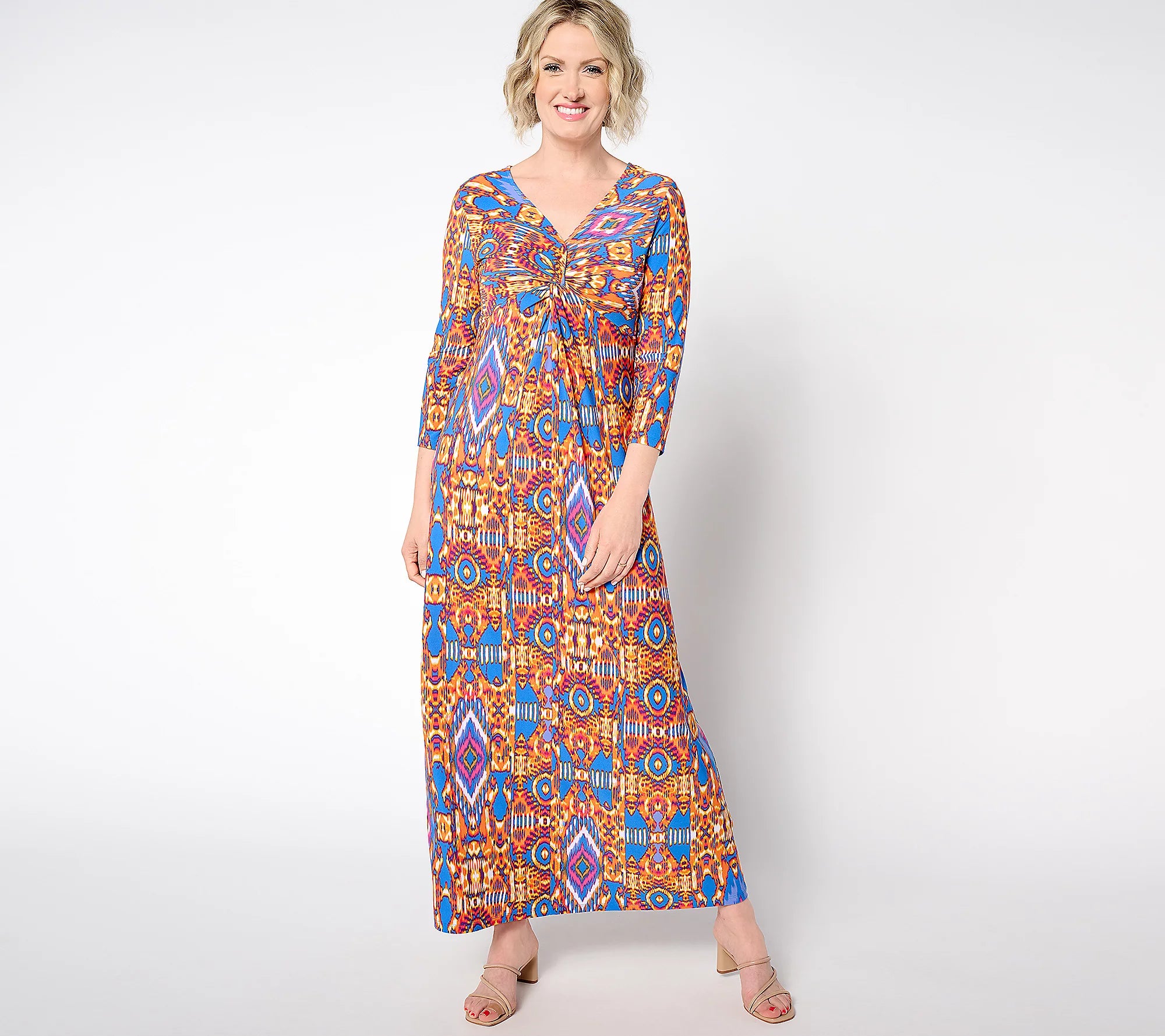 Attitudes by Renee V-Neck Knot Front Maxi Dress