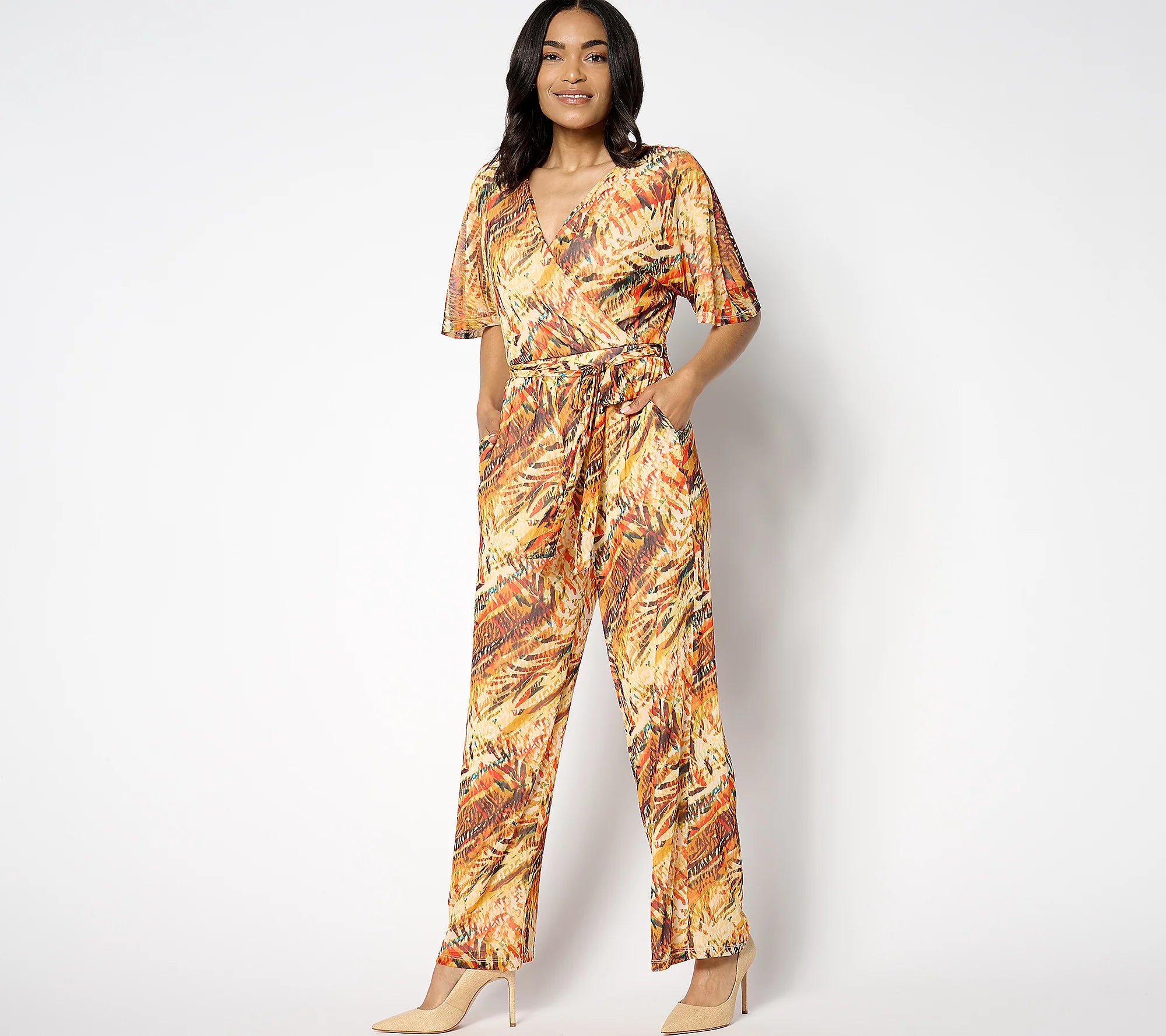 Attitudes by Renee Regular Mesh Jumpsuit