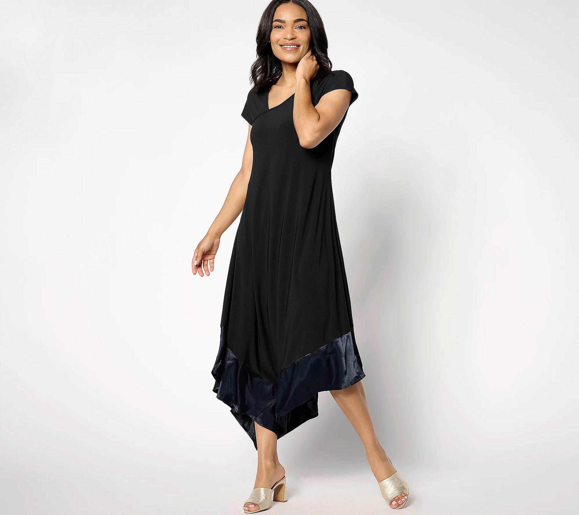 Attitudes by Renee Regular Asymmetric Mix Media Dress – Renee