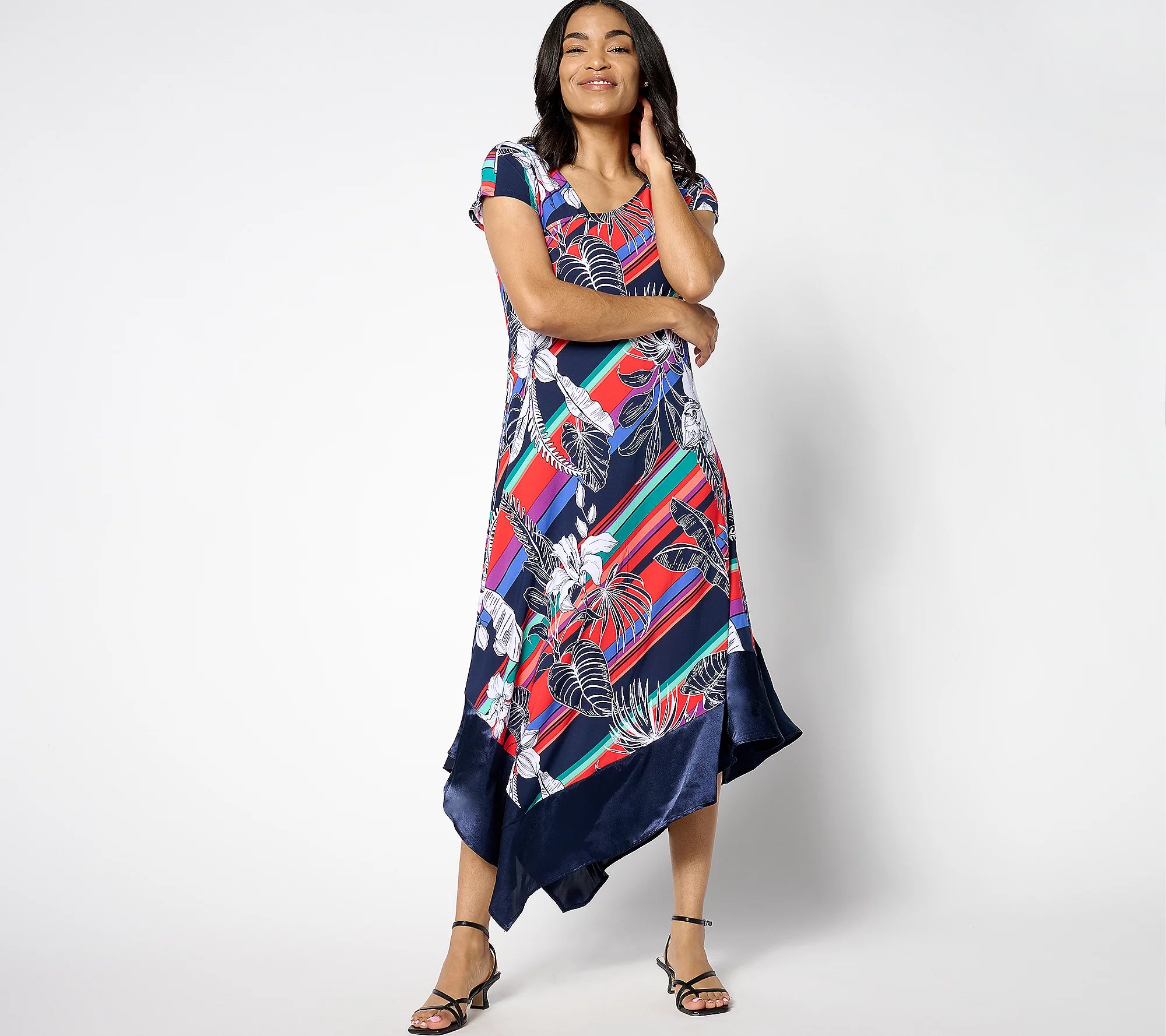 Attitudes by Renee Regular Asymmetric Mix Media Dress