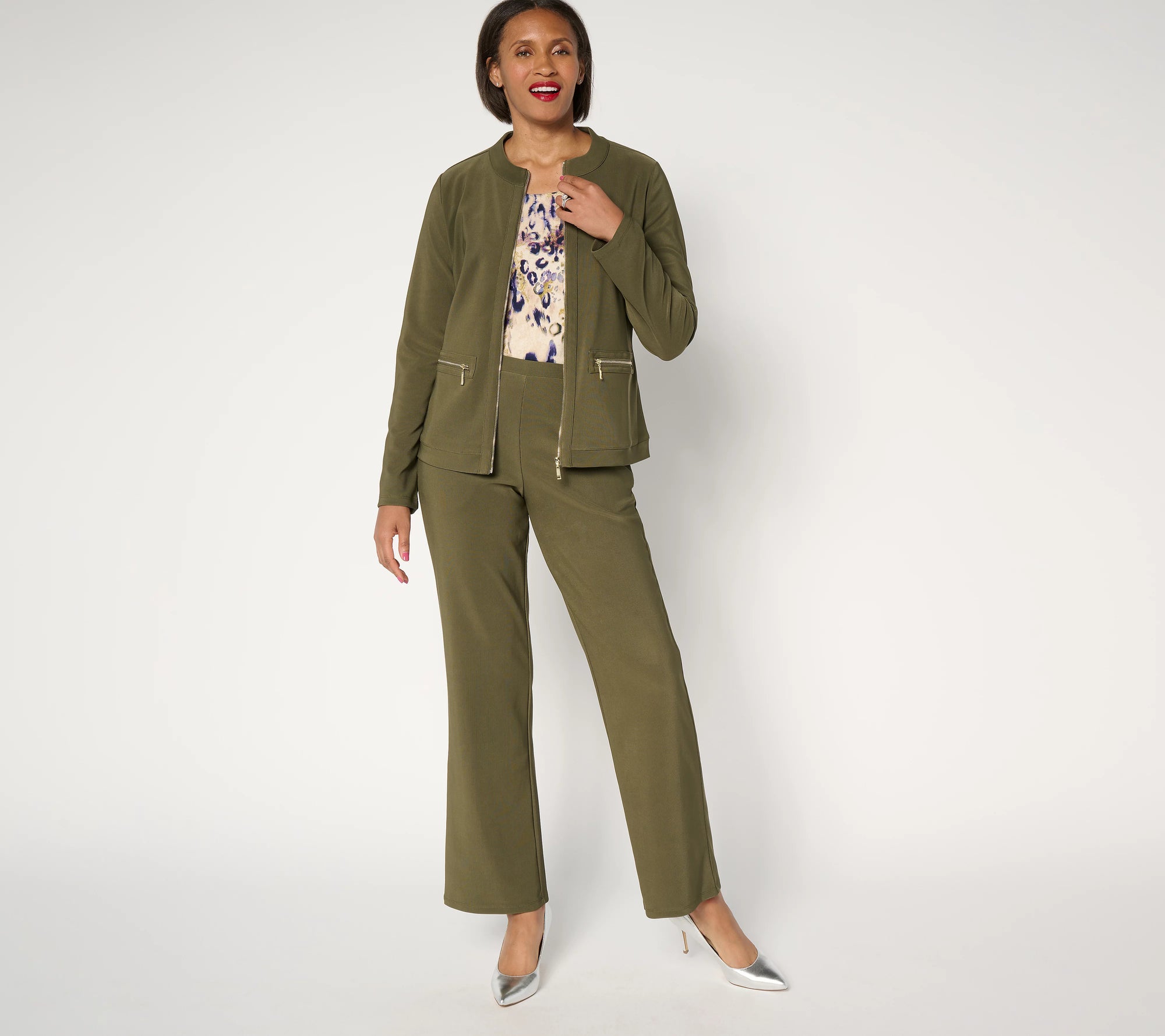 Attitudes by Renee Regular Euro Knit Jacket and Pant Set