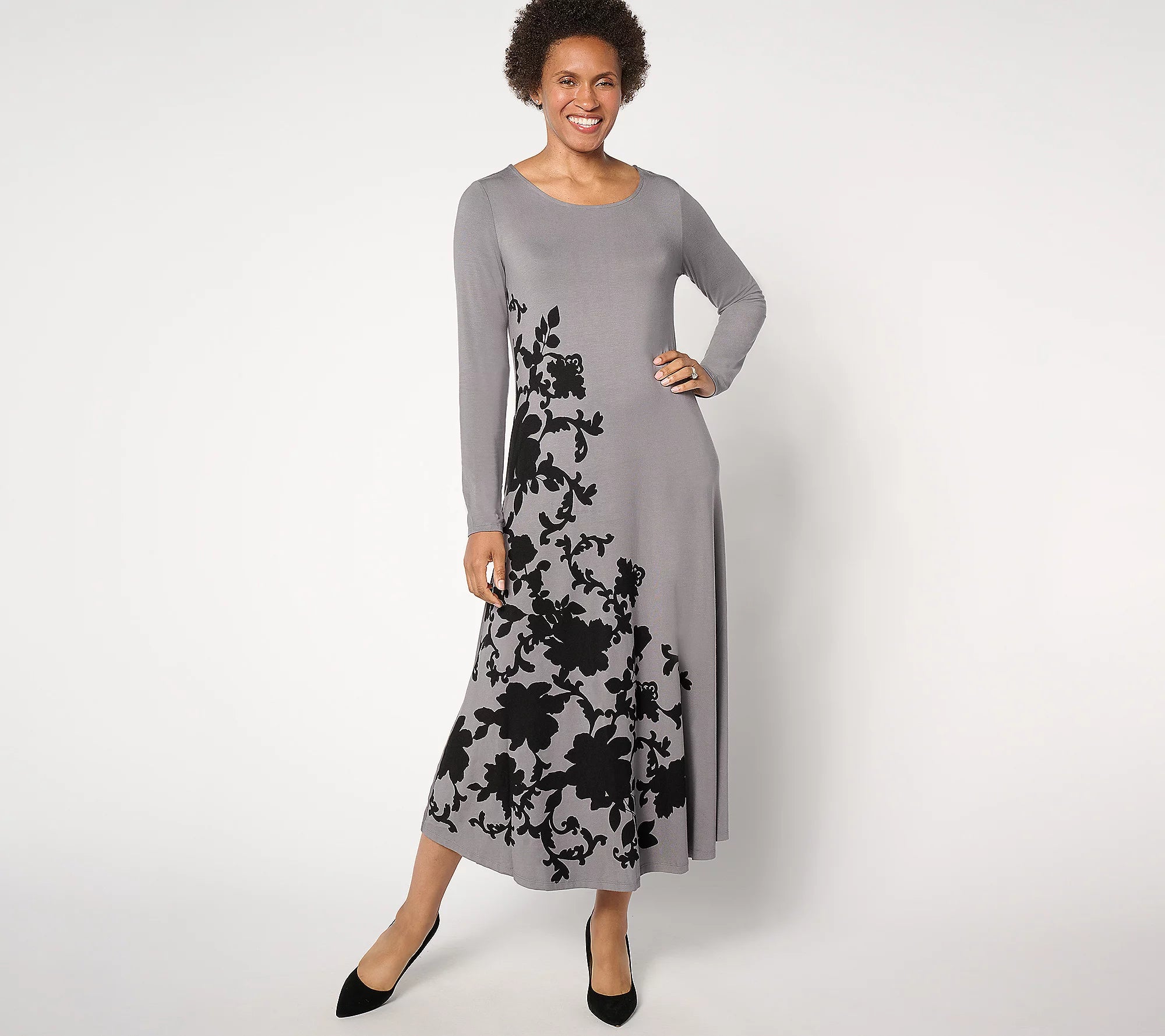 Attitudes by Renee Regular Knit Placed Floral Dress