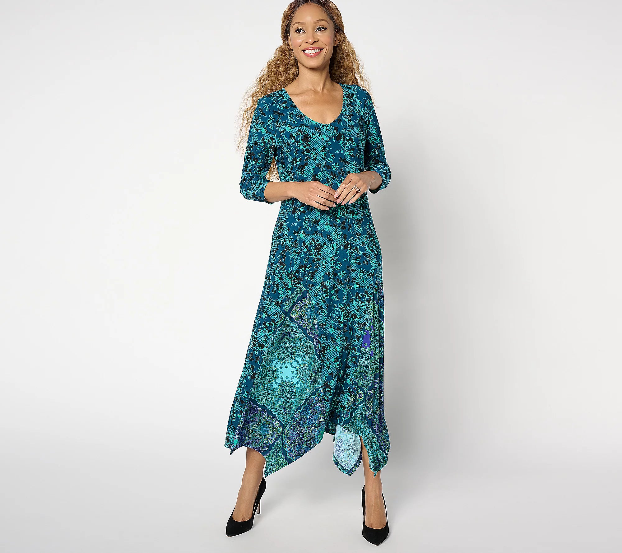 Attitudes by Renee Como Jersey Regular Godet Maxi Dress