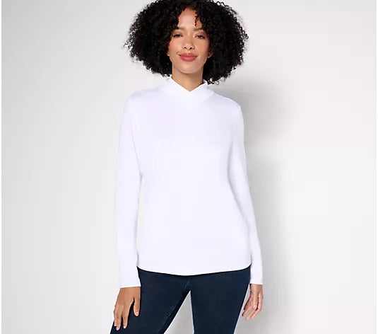 Attitudes by Renee Crossover Mock Neck Top