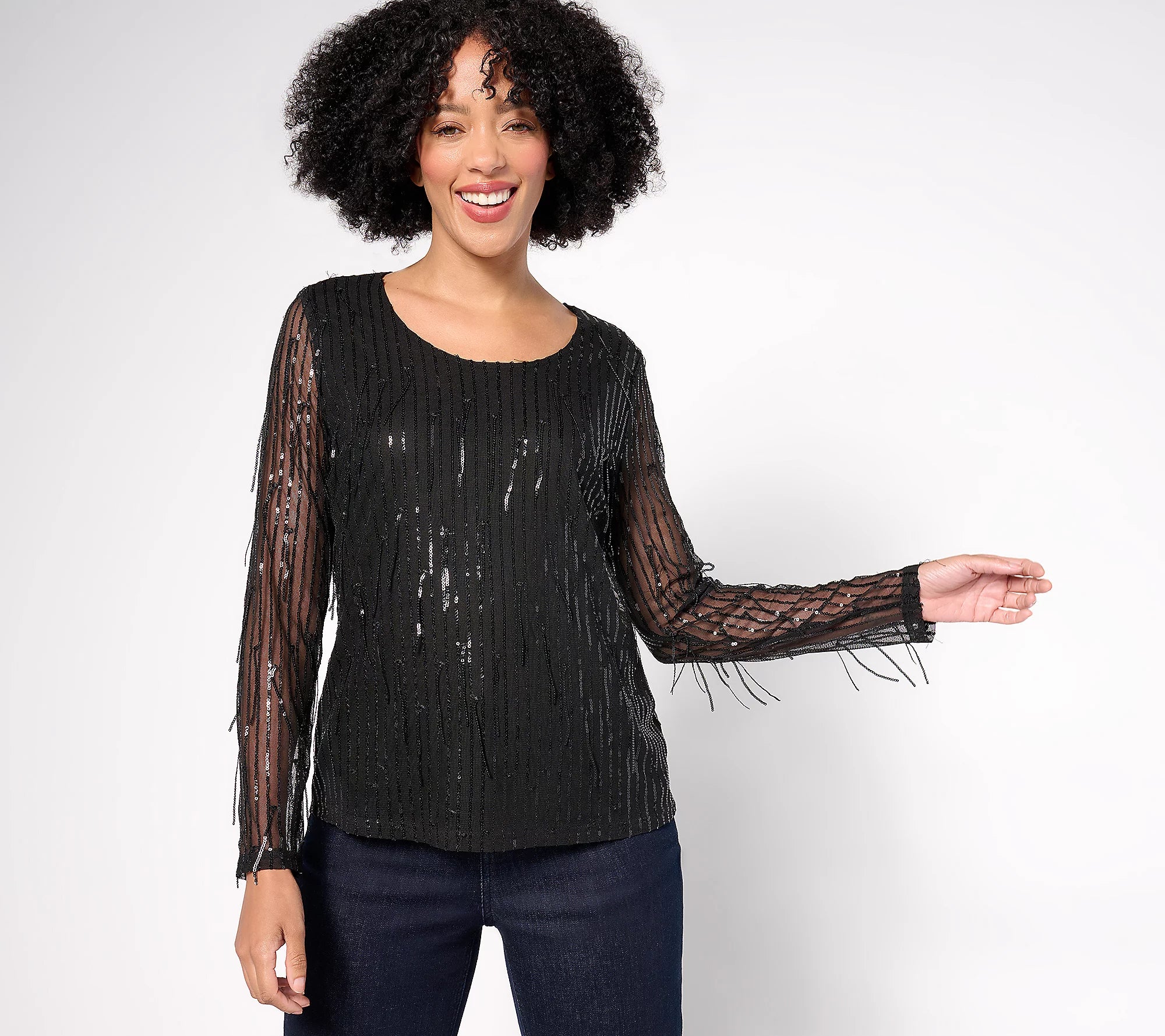 Attitudes by Renee Drippy Sequin Top