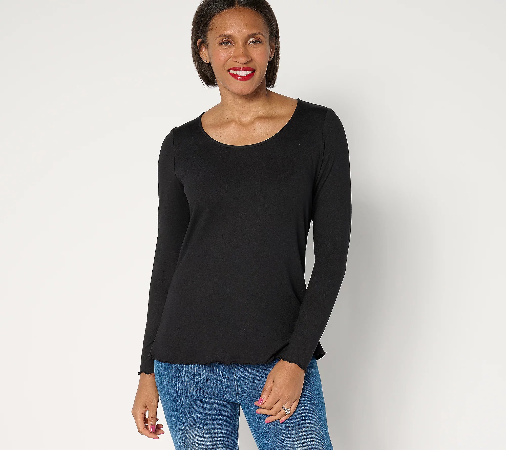 Attitudes by Renee Yummy Jersey Scoop Neck Top