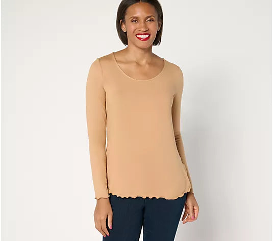 Attitudes by Renee Yummy Jersey Scoop Neck Top