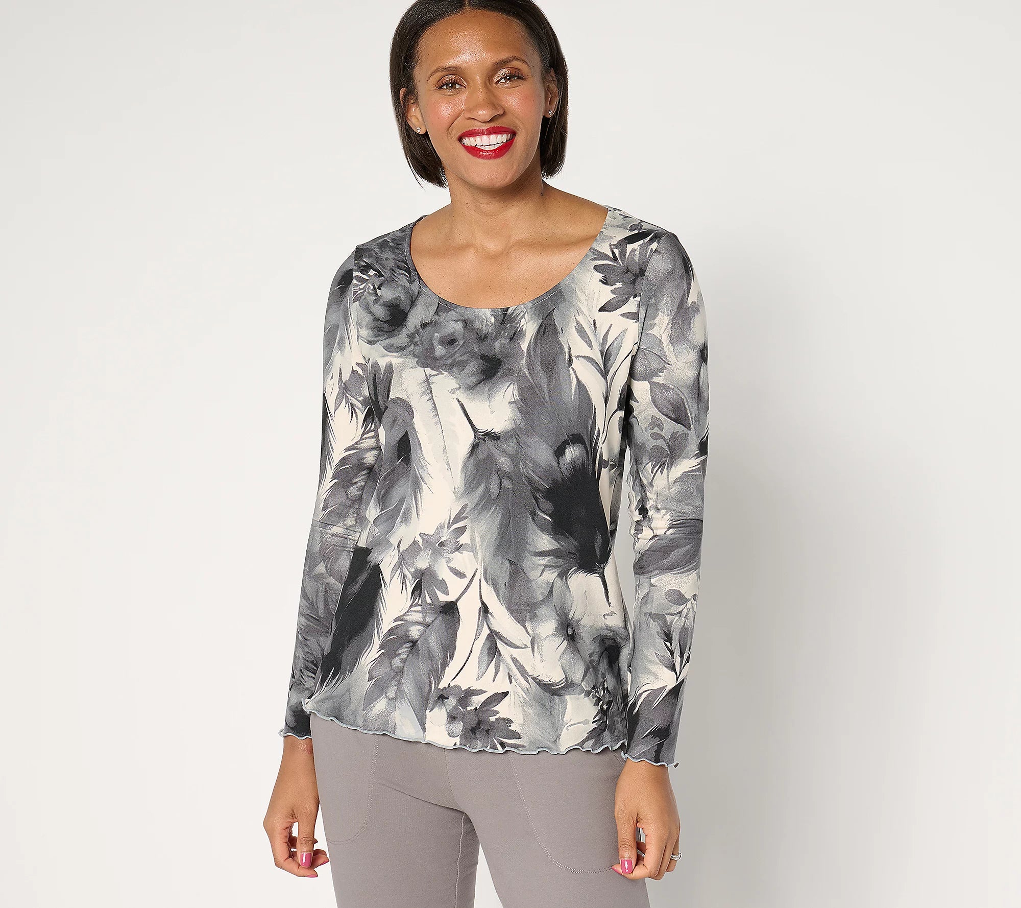 Attitudes by Renee Yummy Jersey Scoop Neck Top