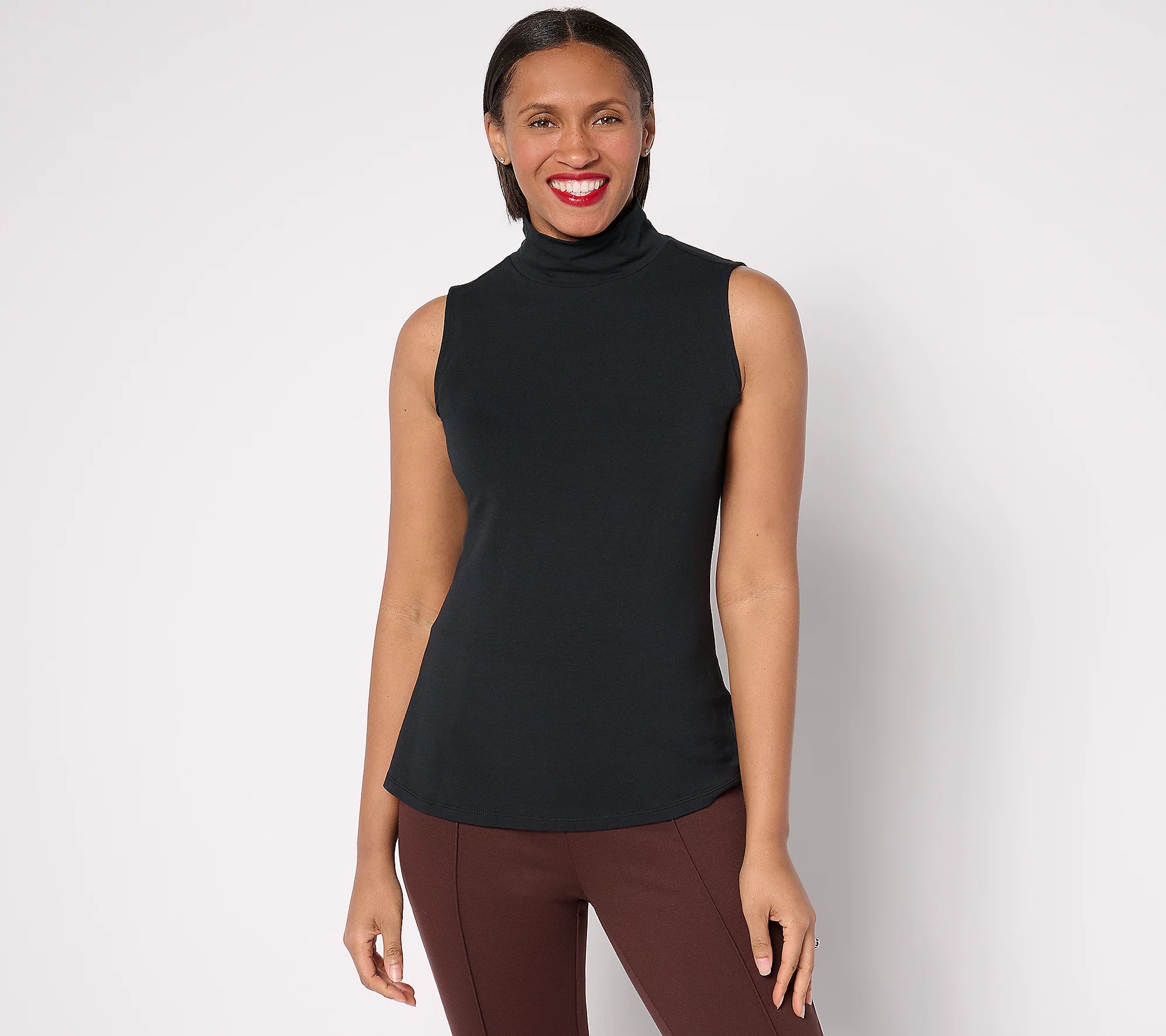 Attitudes by Renee Washed Cotton Mock Neck Top