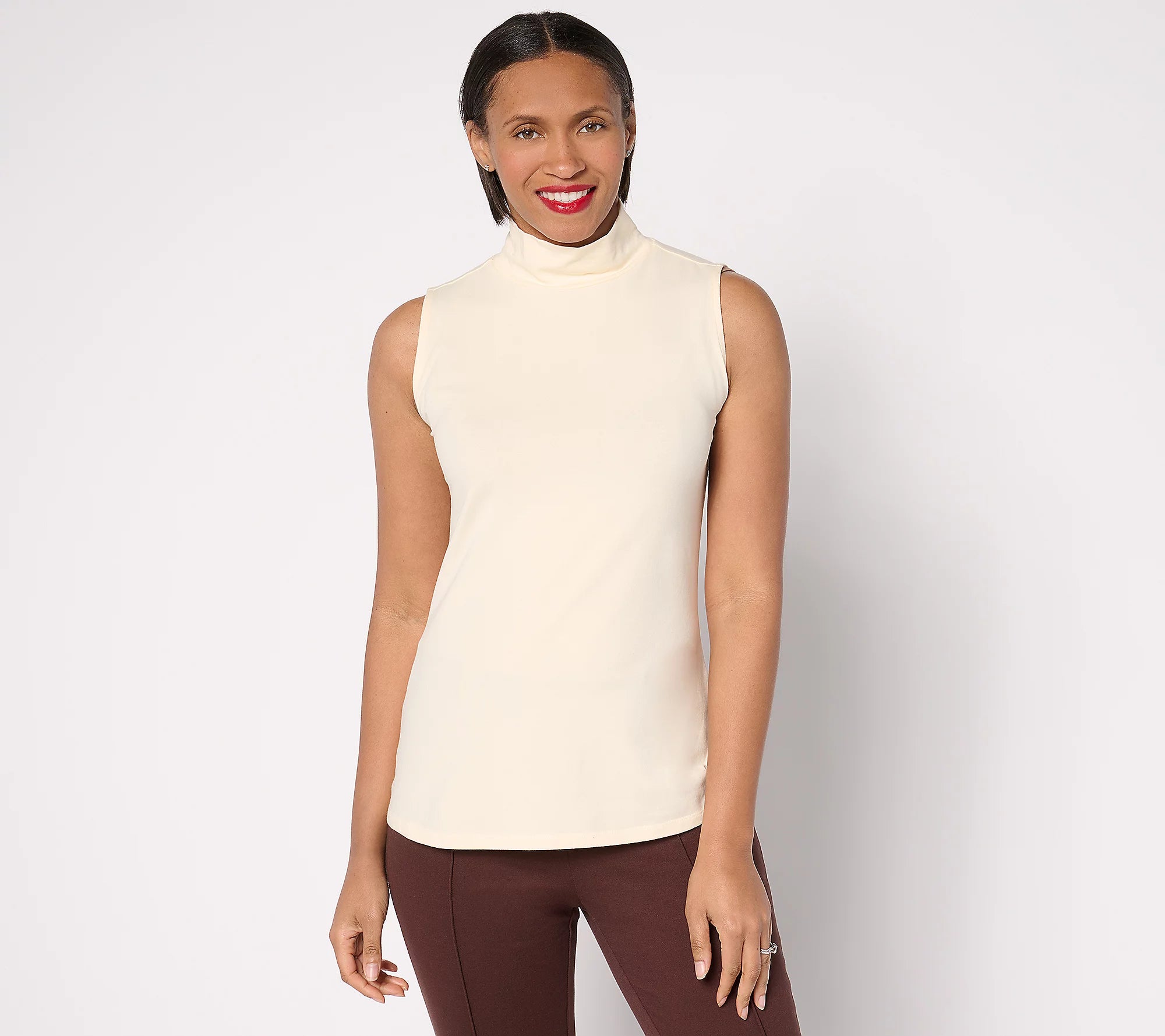 Attitudes by Renee Washed Cotton Mock Neck Top