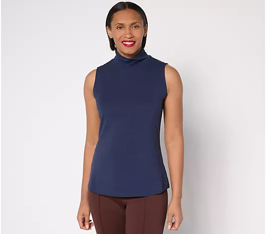 Attitudes by Renee Washed Cotton Mock Neck Top