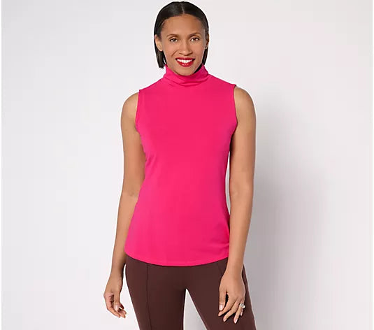 Attitudes by Renee Washed Cotton Mock Neck Top