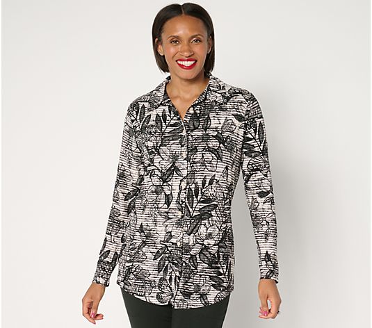 Attitudes by Renee Printed Button Front Tunic