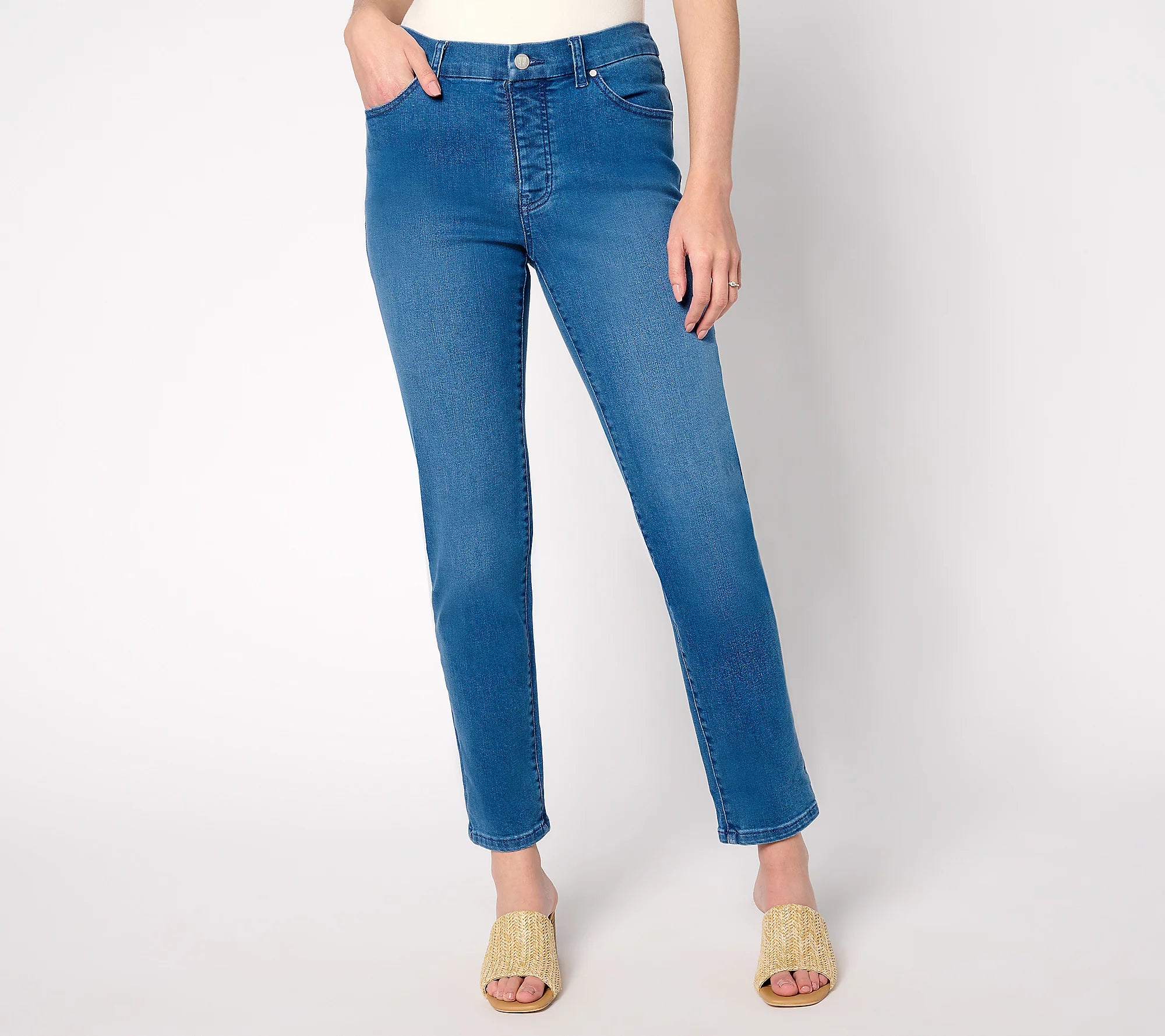 Women with Control Contour Curves Slim Leg Denim Pants