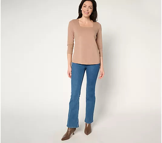 Attitudes by Renee Washed Cotton Square Neck Top