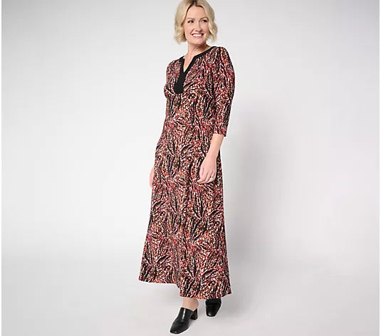 Attitudes by Renee Regular Como Jersey Printed Maxi Dress